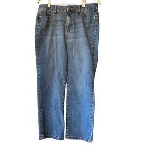 Talbots “ simply flattering “ 5 pocket blue denim jeans. Ankle length. Size 12